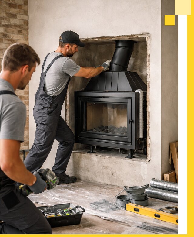 Установка каминных топок в Новомосковске: монтаж, подключение