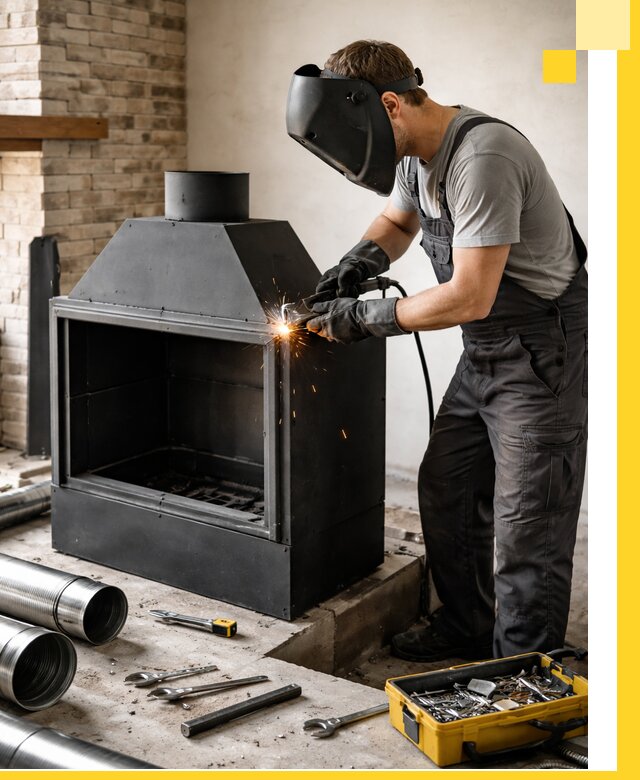 Продажа и установка металлических каминов в Новомосковске под ключ