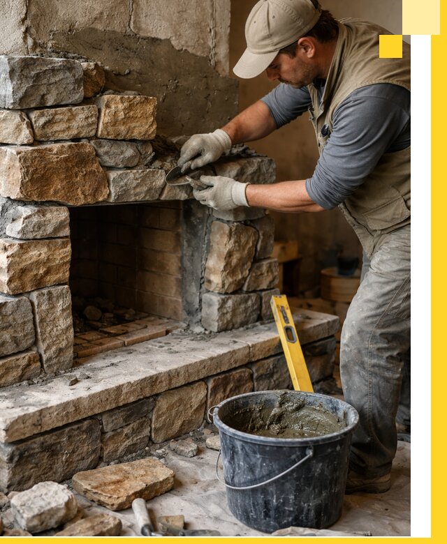 Изготовление и установка каменных каминов под ключ в Новомосковске