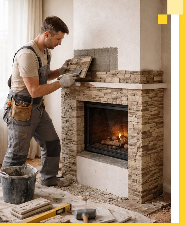 Изготовление и монтаж каминов для дома под ключ в Новомосковске