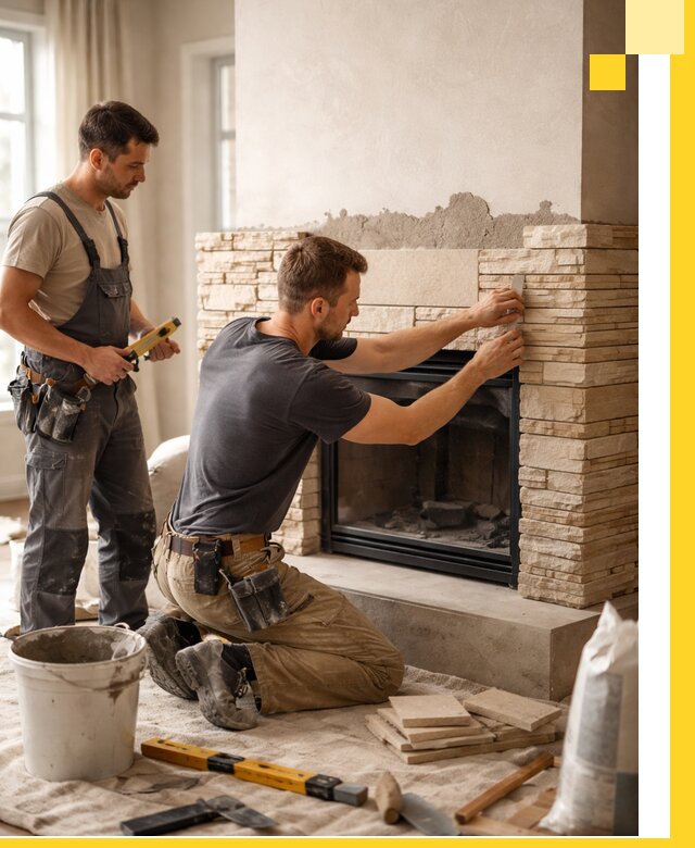 Установка и монтаж каминов для загородного дома в Новомосковске