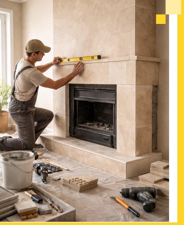 Установка и монтаж каминов в частном доме под ключ в Новомосковске