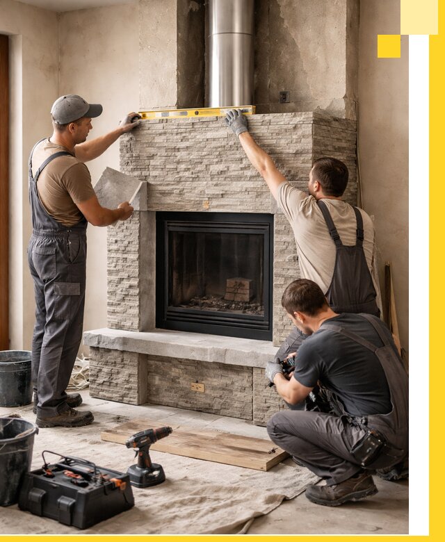 Профессиональный монтаж каминов под ключ в Новомосковске для дома