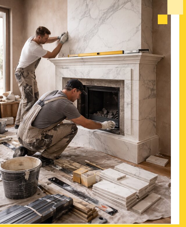 Отделка каминов в Новомосковске качественные облицовочные работы