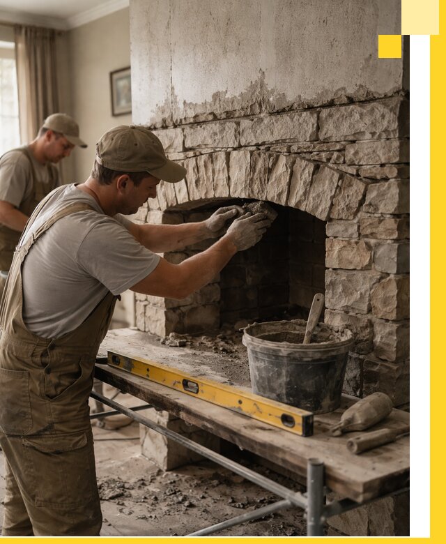 Изготовление каминов под ключ в Новомосковске, монтаж и отделка