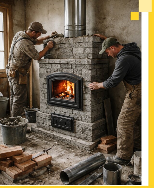 Производство, поставка и монтаж дровяных печей в Новомосковске