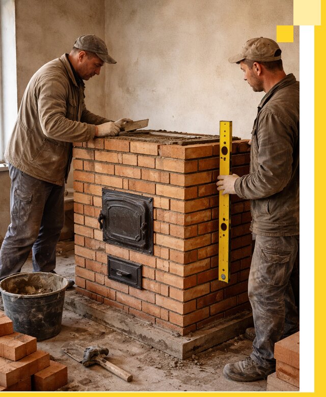 Отопительные печи под ключ в Новомосковске, установка и сборка