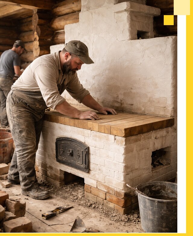 Проектирование и установка русской печи с лежанкой в Новомосковске