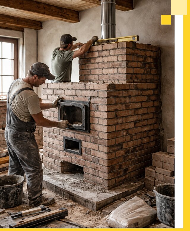 Печи для загородного дома под ключ в Новомосковске — монтаж и сервис