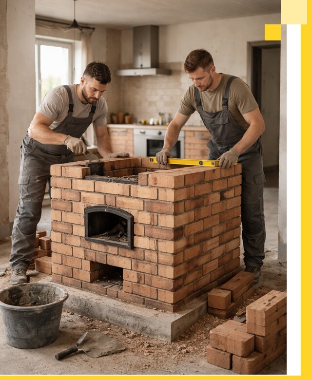 Установка и монтаж печей в частном доме в Новомосковске под ключ