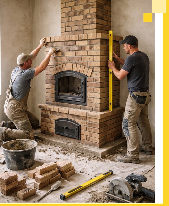 Продажа и установка печей и каминов для дома под ключ в Новомосковске