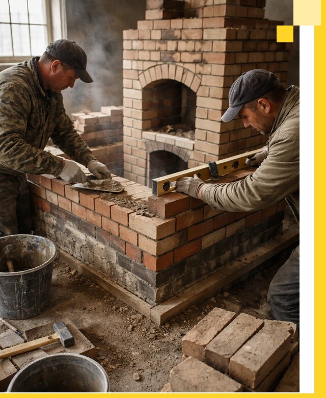 Изготовление и монтаж печей и каминов из кирпича в Новомосковске