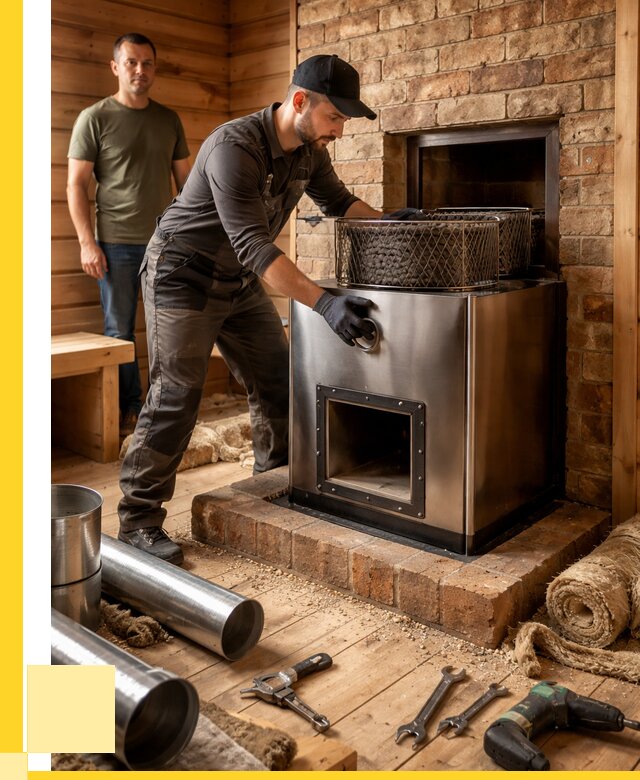 Монтаж банных печей под ключ в Новомосковске от 18585 р., ЭриданНвм