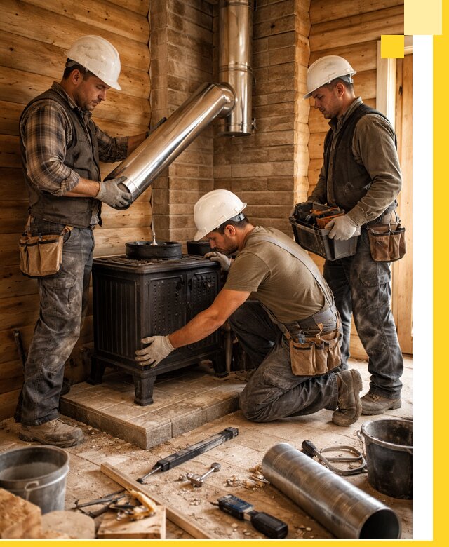 Профессиональный монтаж банных печей и дымоходов в Новомосковске