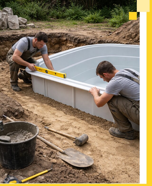 Производство и установка пластиковых бассейнов в Новомосковске под ключ