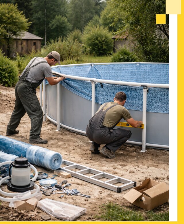 Установка и монтаж каркасных бассейнов в Новомосковске под ключ