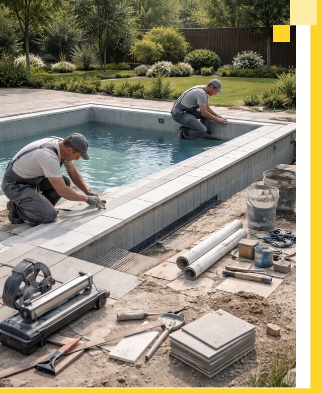 Строительство открытых бассейнов под ключ в Новомосковске профессионально