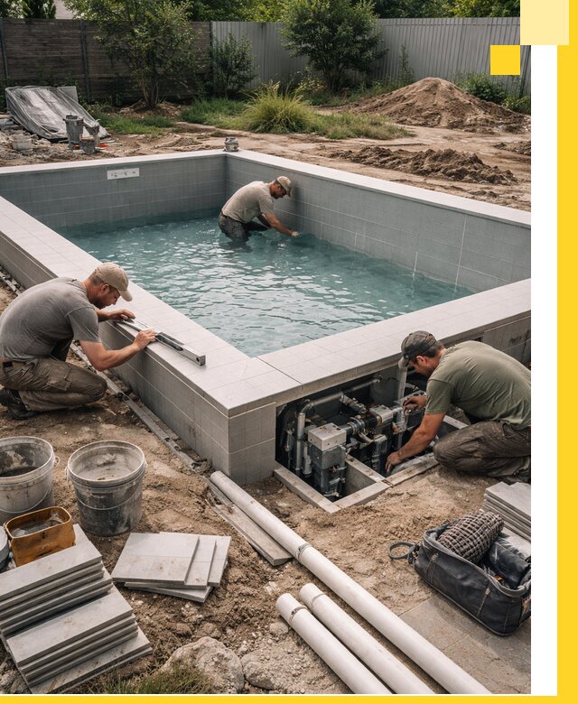 Строительство и монтаж бассейнов для дачи под ключ в Новомосковске