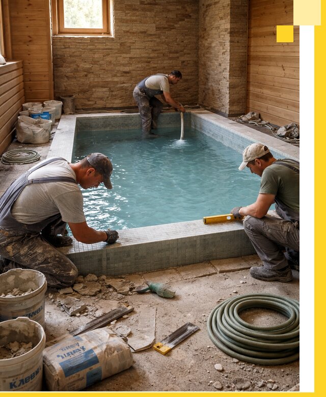 Проектирование и строительство бассейнов для бани в Новомосковске