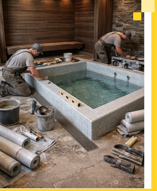 Установка и строительство бассейнов для сауны в Новомосковске