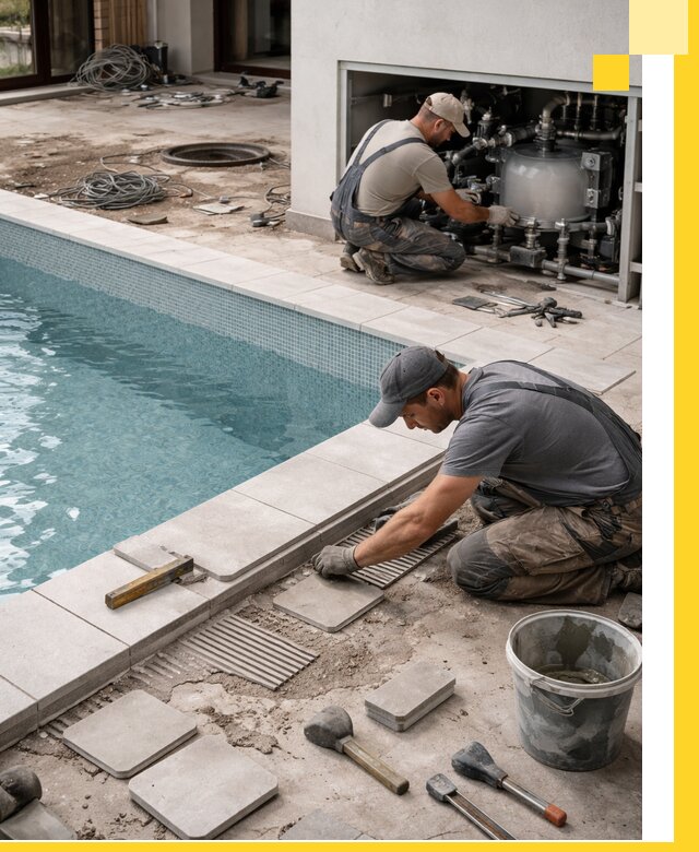 Строительство и монтаж бассейнов в коттедже в Новомосковске