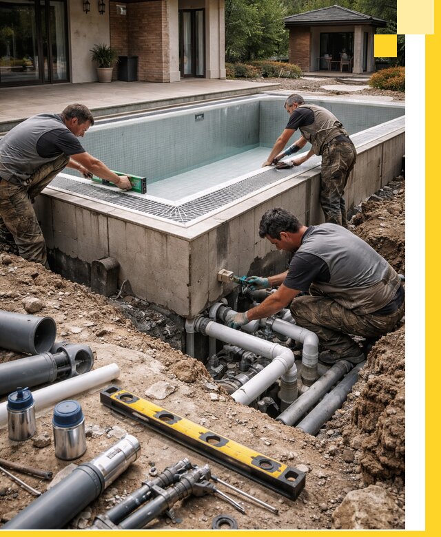 Строительство переливных бассейнов в Новомосковске под ключ