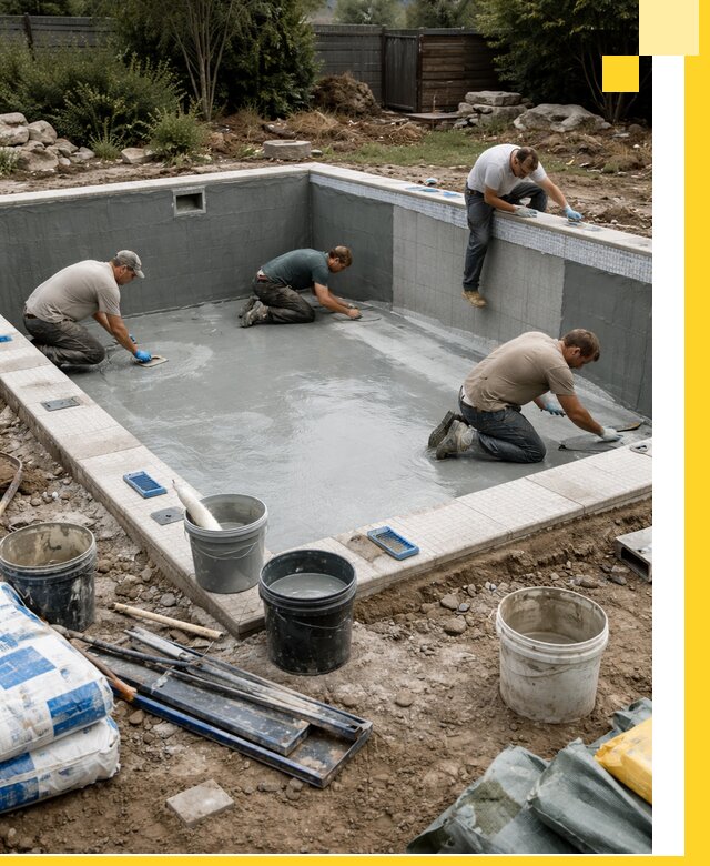 Изготовление и монтаж чаши бассейна под ключ в Новомосковске