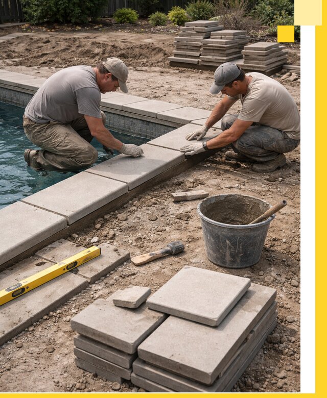 Установка и изготовление копингового камня для бассейнов в Новомосковске