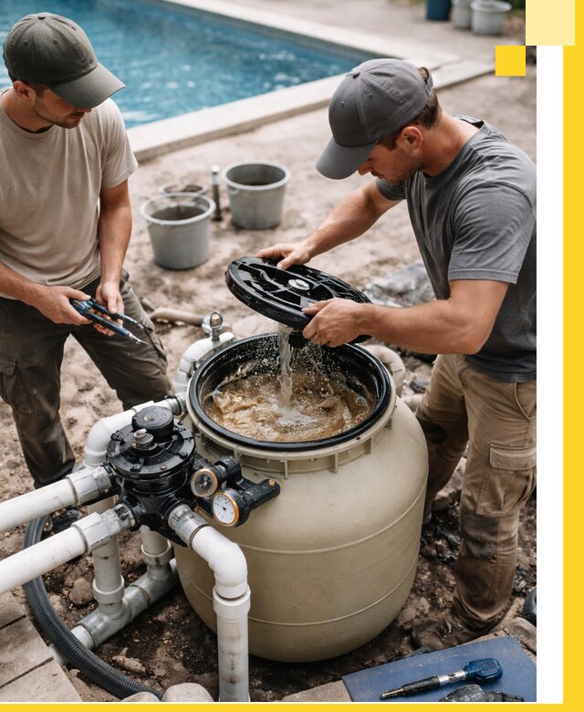 Установка и обслуживание песочных фильтров для бассейнов в Новомосковске