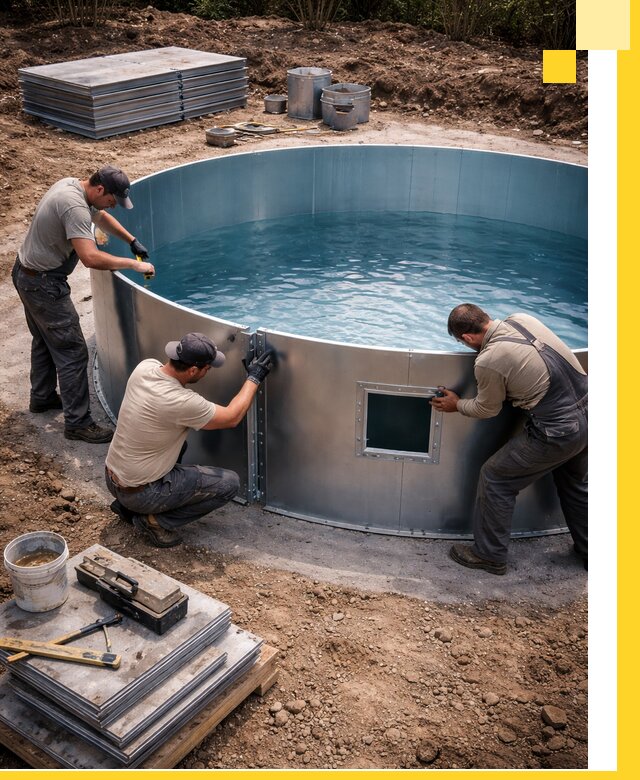 Круглые бассейны под ключ в Новомосковске проектирование и монтаж