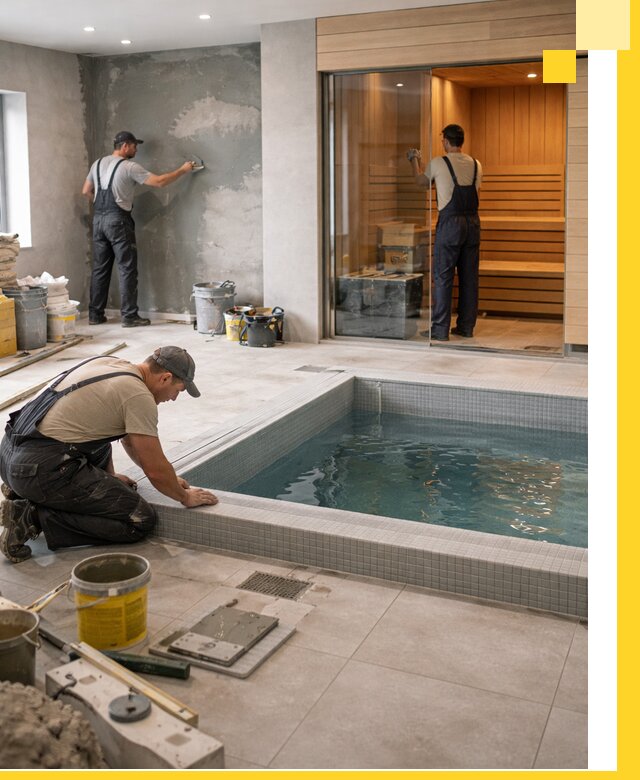 Проектирование и строительство сауны с бассейном в Новомосковске