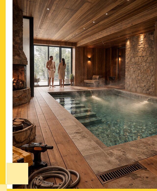 Проекты бань с бассейном под ключ в Новомосковске от 77438 р., ЭриданНвм