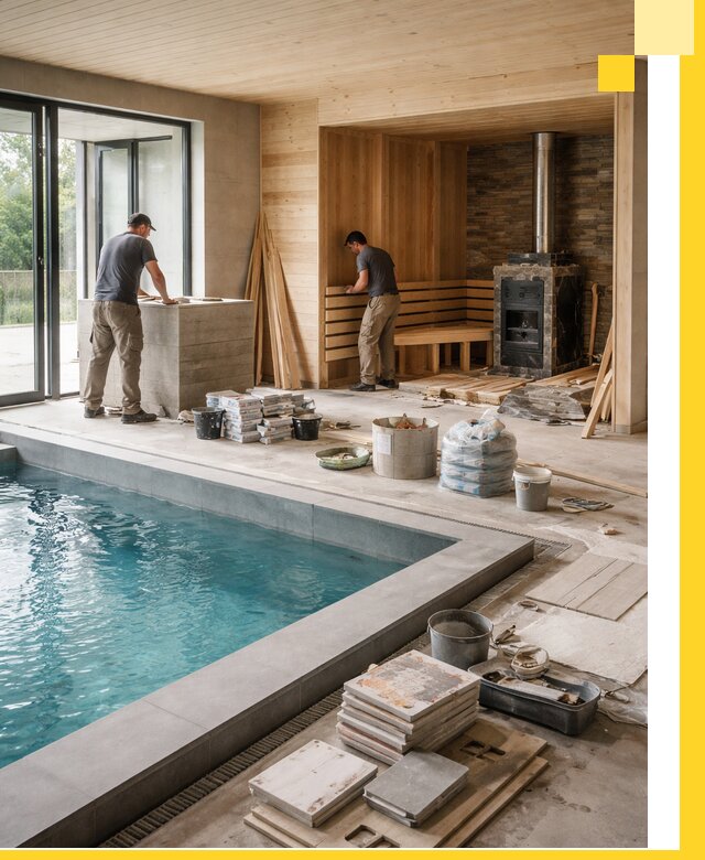 Проектирование и строительство бань с бассейном в Новомосковске