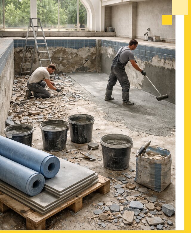 Реконструкция бассейнов в Новомосковске: ремонт, гидроизоляция