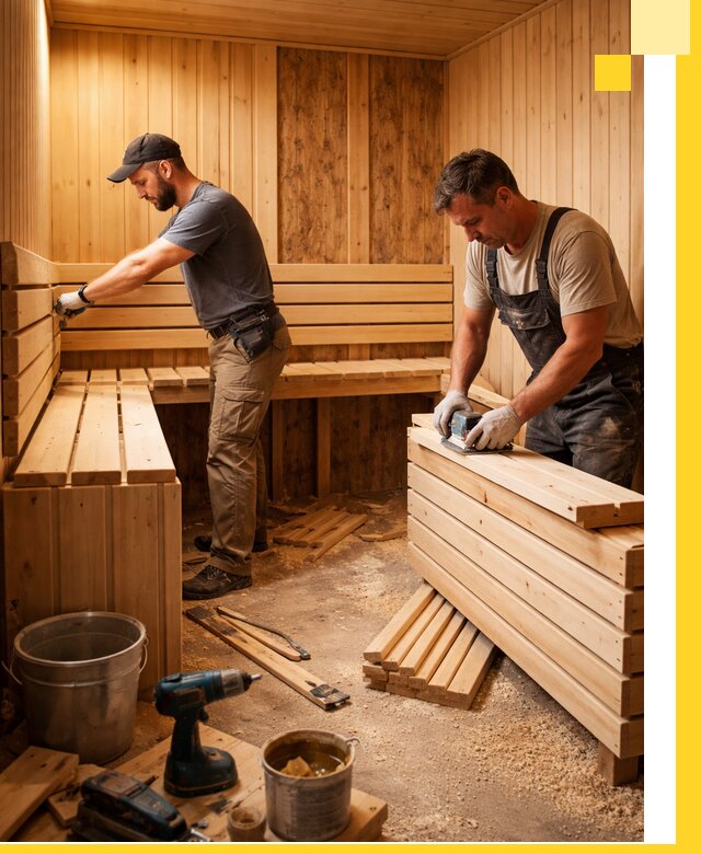 Профессиональный комплексный ремонт саун под ключ в Новомосковске
