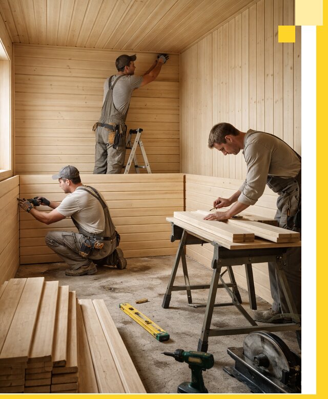 Обшивка саун в Новомосковске из натуральной древесины под ключ