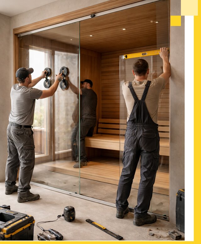 Производство и монтаж стеклянных саун под ключ в Новомосковске