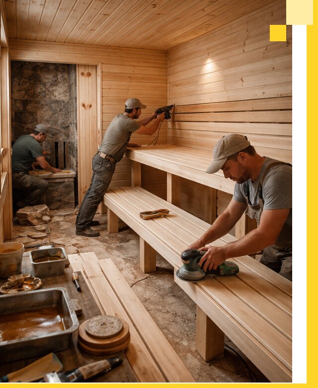 Профессиональная отделка бань в Новомосковске под ключ, с гарантией