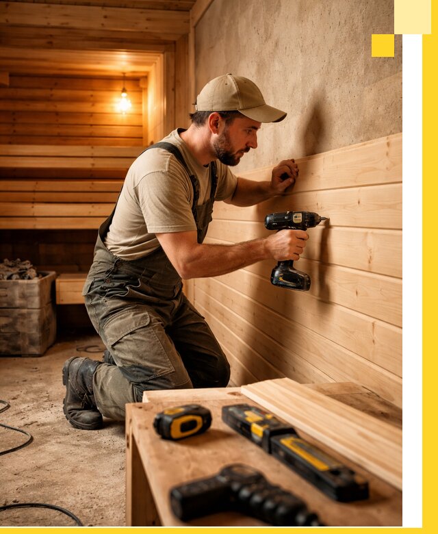 Профессиональная внутренняя отделка бани в Новомосковске под ключ