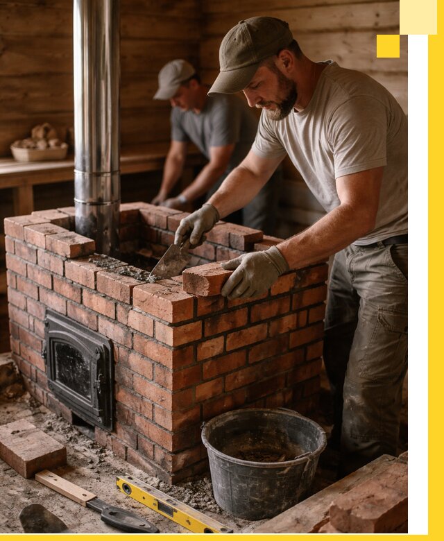 Кирпичные печи для бани под ключ в Новомосковске, проект и монтаж