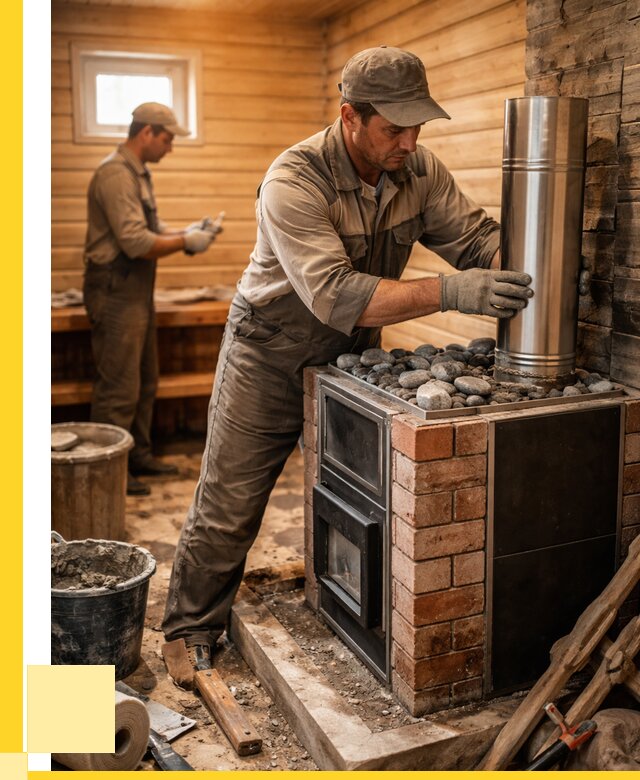 Монтаж печи в бане под ключ в Новомосковске от 20650 р. | ЭриданНвм