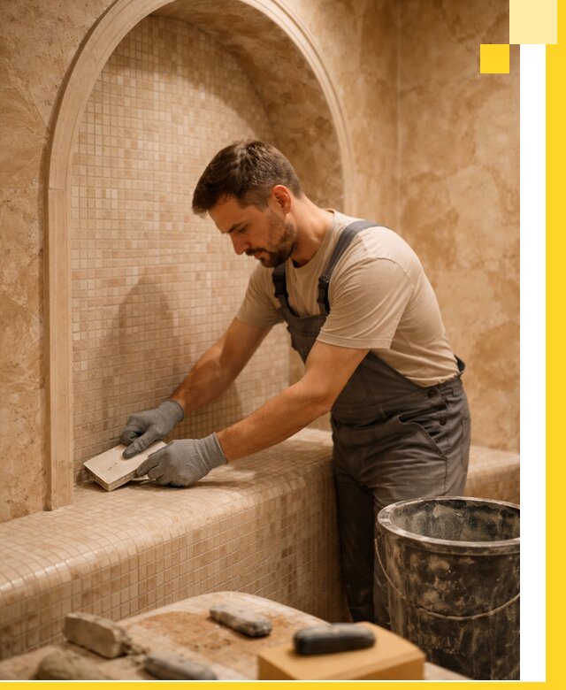 Профессиональная отделка хамамов с мозаикой под ключ в Новомосковске