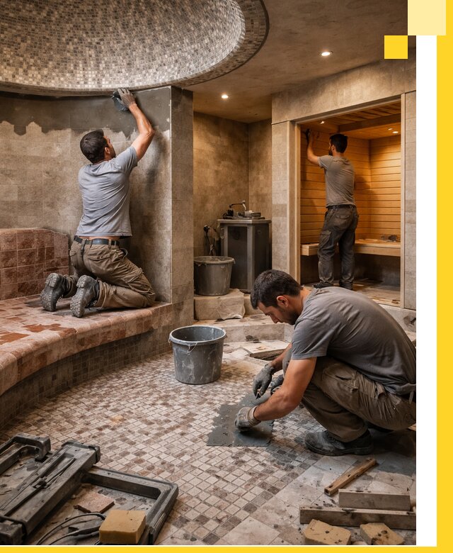 Проект и строительство хамама бани и сауны под ключ в Новомосковске