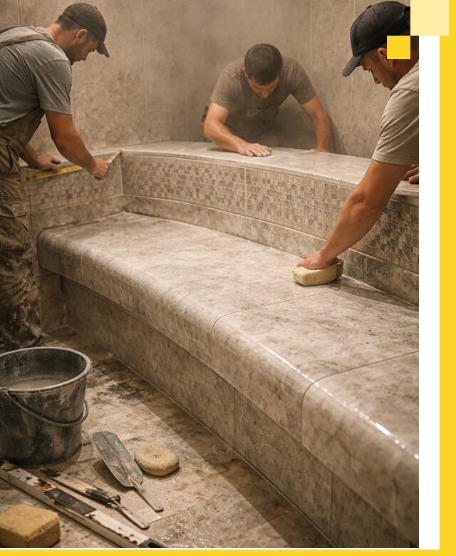 Изготовление и установка сидений для хамама в Новомосковске